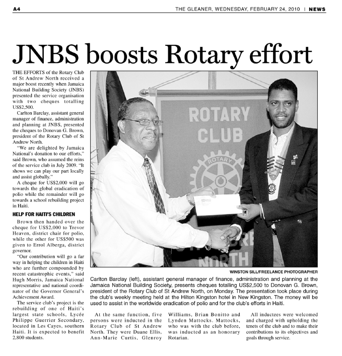 JNBS boosts Rotary effort
