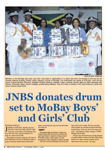 JNBS donates drum set to MoBay Boys’ and Girls’ Club