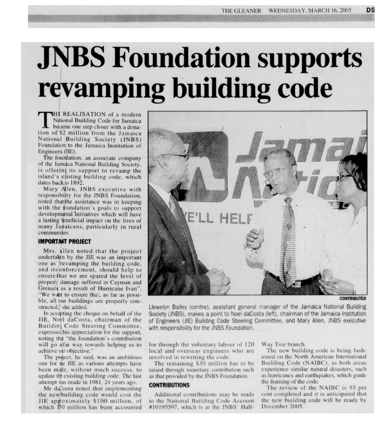 JNBS Foundation supports revamping building code