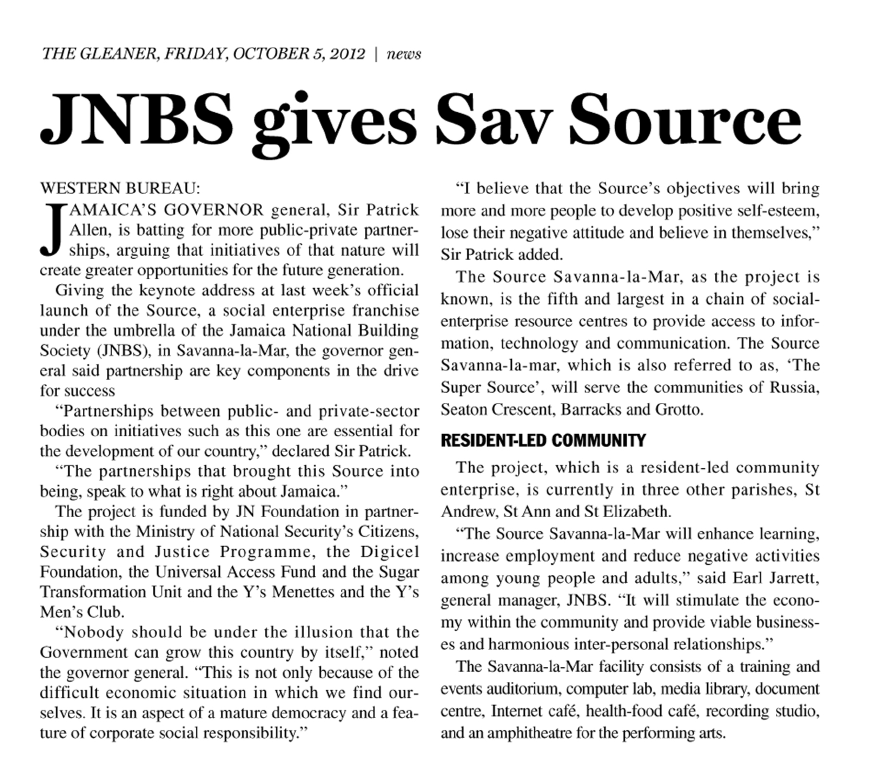 JNBS gives Sav Source