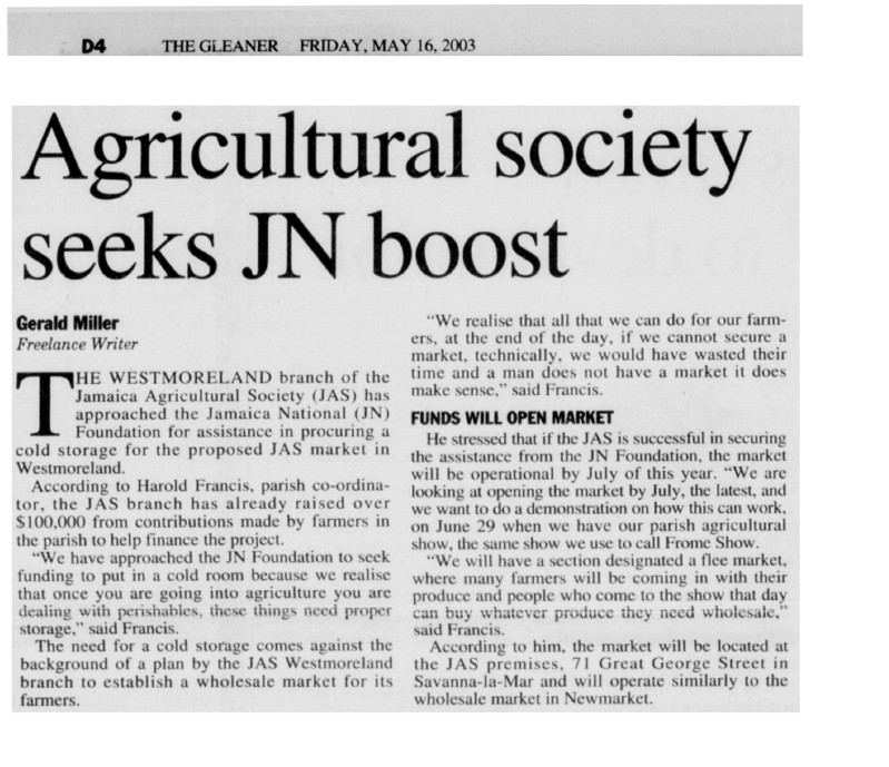Agricultural society seeks JN boost