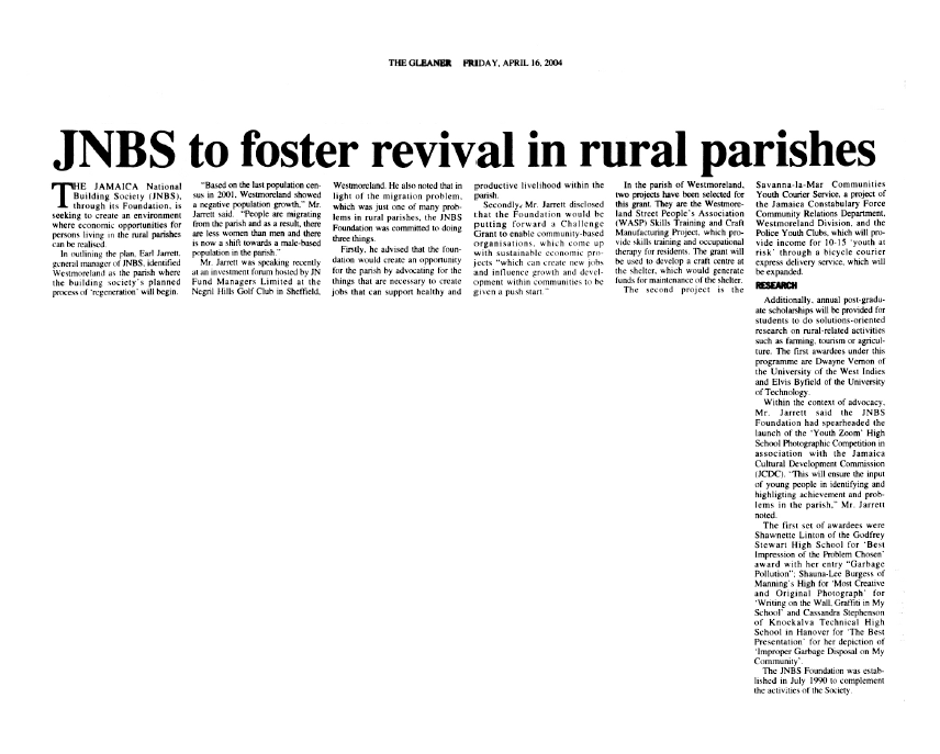 JNBS to foster revival in rural parishes