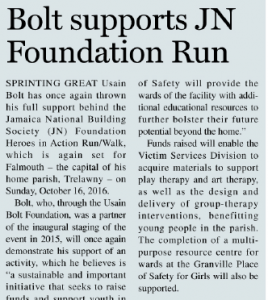 Charity Run/Walk – Bolt supports JN Foundation Run
