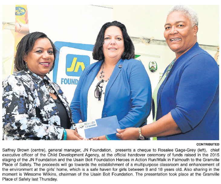 JN Foundation presents a cheque to Child Development Agency